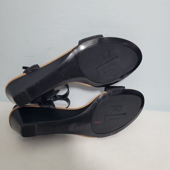 Lauren Ralph Lauren Latrice Black Wedge Sandals Size 10B 31526- - Picture 5 of 6